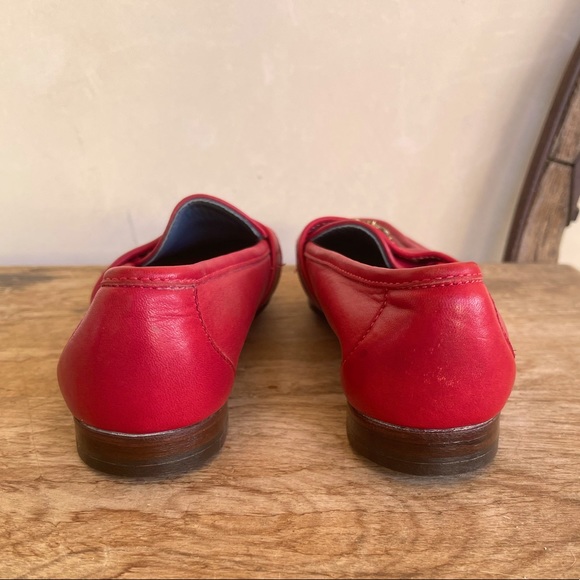 RALPH LAUREN Vtg 80s Red Leather Loafers Crest Bench Made Maine USA 7.5 NEW RARE - Picture 11 of 14
